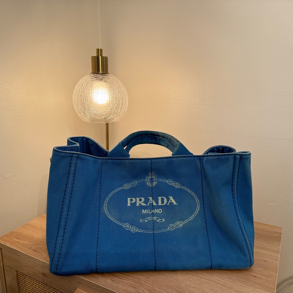 Prada Canapa Large Vibrant Blue Tote Bag